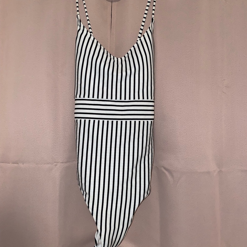 Stripped one piece swimsuit